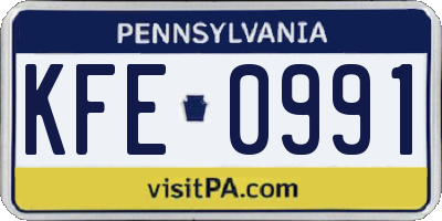PA license plate KFE0991