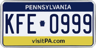 PA license plate KFE0999