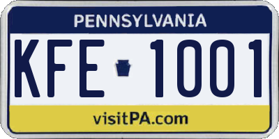 PA license plate KFE1001