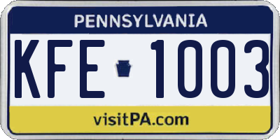 PA license plate KFE1003