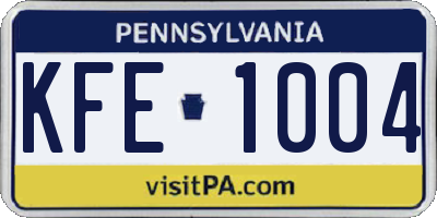 PA license plate KFE1004
