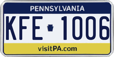 PA license plate KFE1006