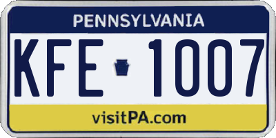PA license plate KFE1007