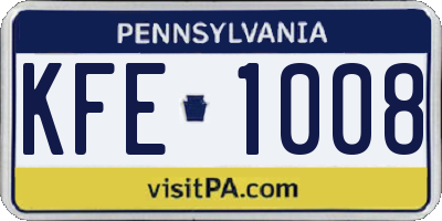 PA license plate KFE1008