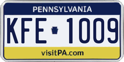 PA license plate KFE1009
