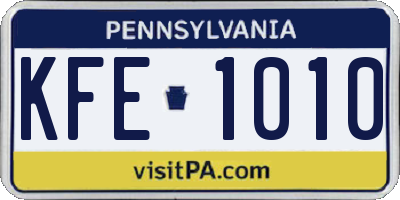 PA license plate KFE1010