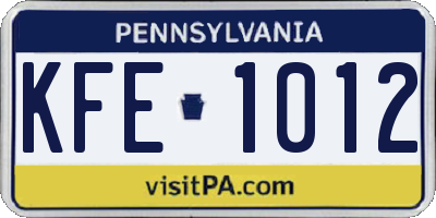 PA license plate KFE1012