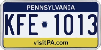 PA license plate KFE1013