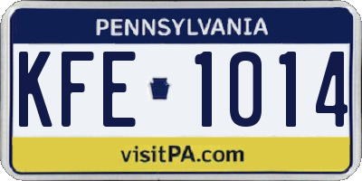 PA license plate KFE1014