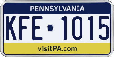 PA license plate KFE1015