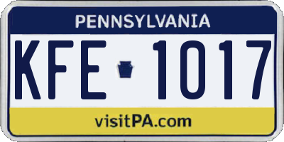 PA license plate KFE1017