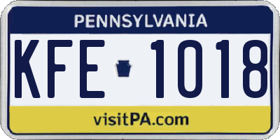 PA license plate KFE1018