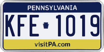 PA license plate KFE1019