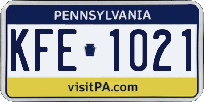 PA license plate KFE1021