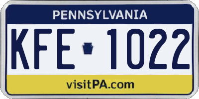 PA license plate KFE1022