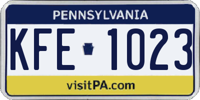 PA license plate KFE1023