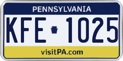 PA license plate KFE1025
