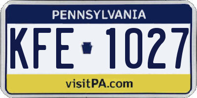 PA license plate KFE1027