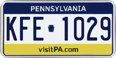 PA license plate KFE1029