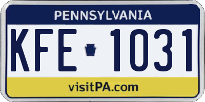 PA license plate KFE1031