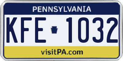 PA license plate KFE1032