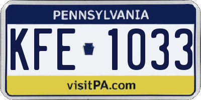 PA license plate KFE1033