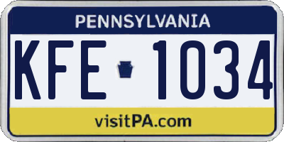 PA license plate KFE1034