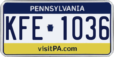PA license plate KFE1036