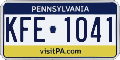PA license plate KFE1041