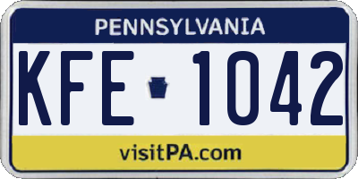 PA license plate KFE1042
