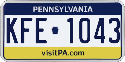 PA license plate KFE1043