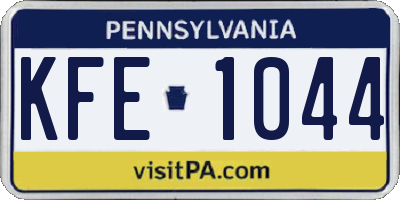PA license plate KFE1044