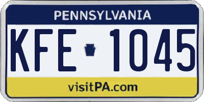 PA license plate KFE1045