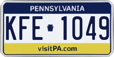 PA license plate KFE1049