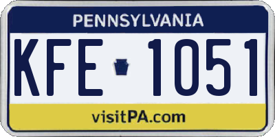 PA license plate KFE1051