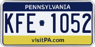 PA license plate KFE1052