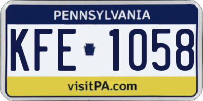 PA license plate KFE1058