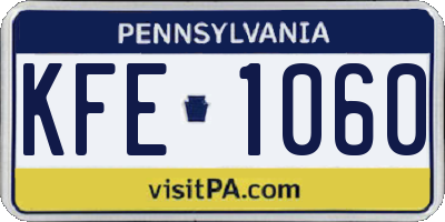 PA license plate KFE1060