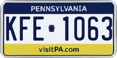 PA license plate KFE1063