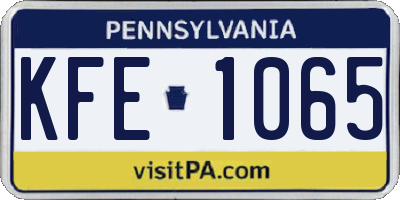PA license plate KFE1065