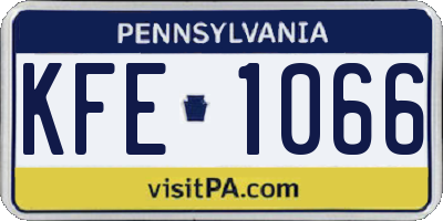PA license plate KFE1066