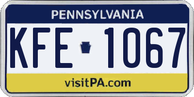PA license plate KFE1067