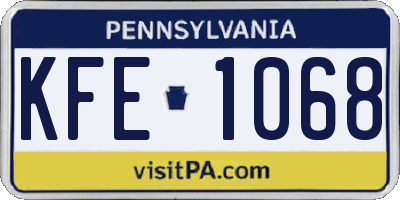 PA license plate KFE1068
