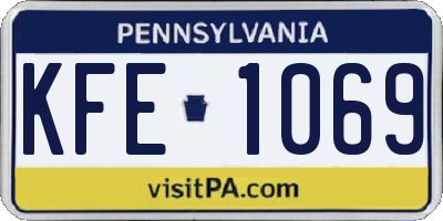 PA license plate KFE1069