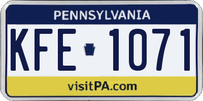 PA license plate KFE1071