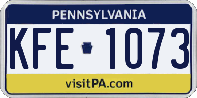 PA license plate KFE1073