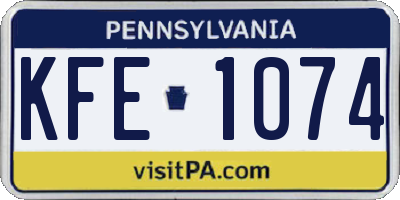 PA license plate KFE1074