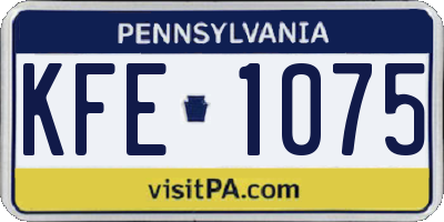PA license plate KFE1075