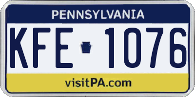 PA license plate KFE1076