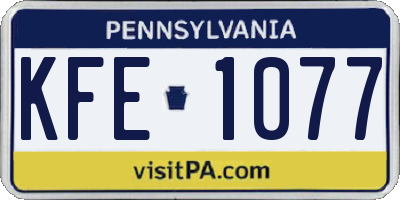 PA license plate KFE1077